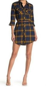 PAPILLON PLAID SHIRT DRESS.
